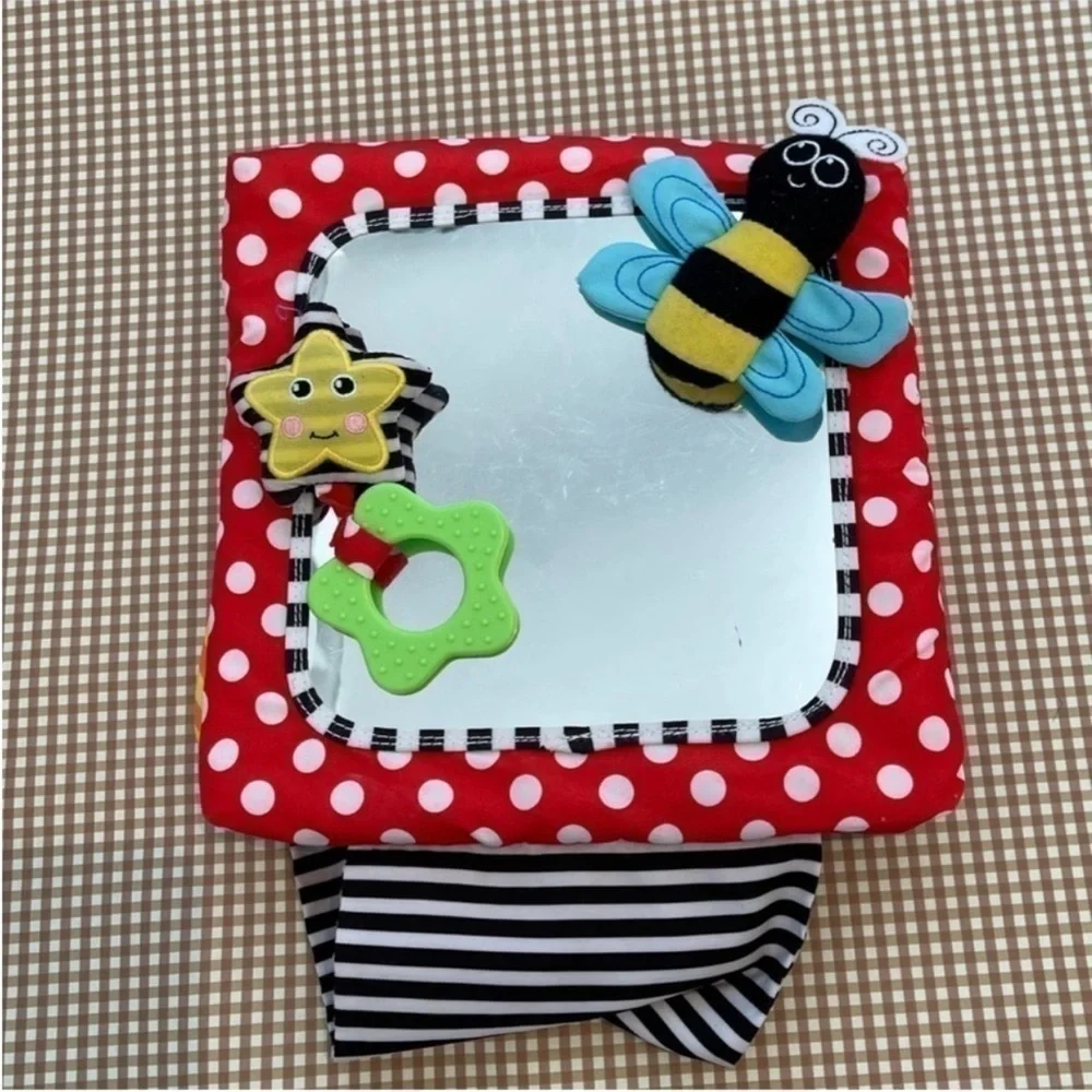 Tummy‎ time mirror/Lamaze puppy squeaker/ IKEA colorful mobile